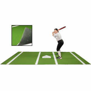 6 × 12 Proball Softball Hitting Mat - Green Nylon, Painted Plate, Urethane-Coated Backing