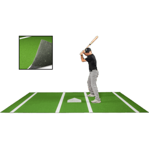 6 × 12 Proball Baseball Hitting Mat - Green Nylon, Painted Plate, Urethane-Coated Backing