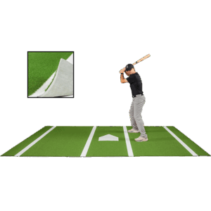 6 × 12 Proball Baseball Hitting Mat - Green Nylon, Inlaid Plate, Flexible 5mm Foam