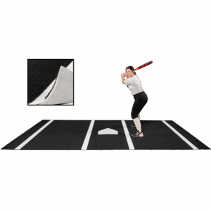 6 × 12 Proball Softball Hitting Mat - Black Nylon, Inlaid Plate, Flexible 5mm Foam