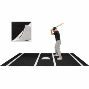 6 × 12 Proball Baseball Hitting Mat - Black Nylon, Inlaid Plate, Flexible 5mm Foam
